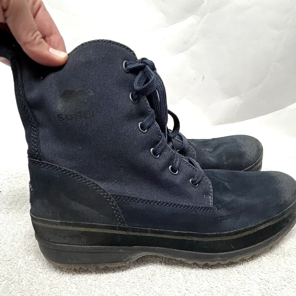 Sorel Woodbine Surplus Cace Up Canvas & Suede Blue Mens 12 Boots